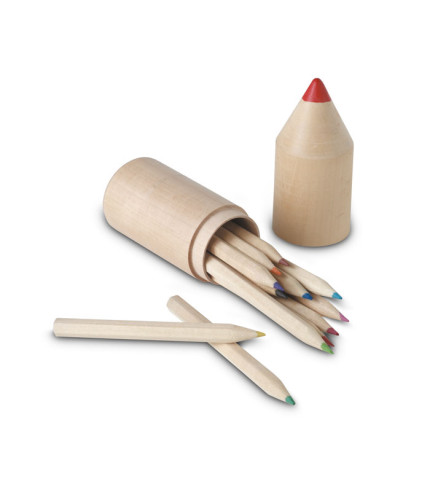 12 pencils in wooden box