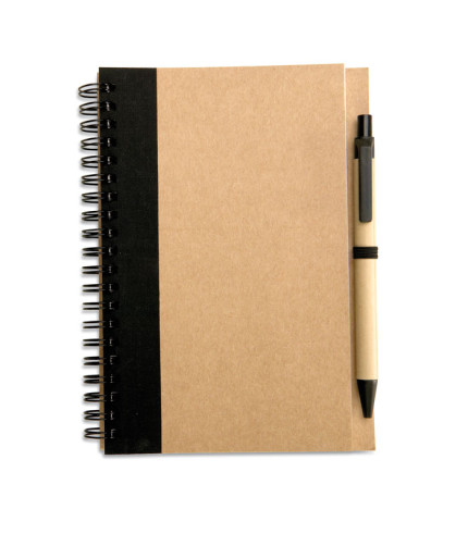 Recycled paper notebook with pen