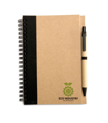 Recycled paper notebook with pen