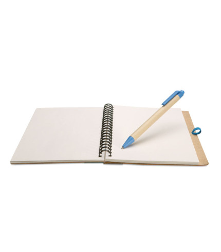 Recycled paper notebook with pen