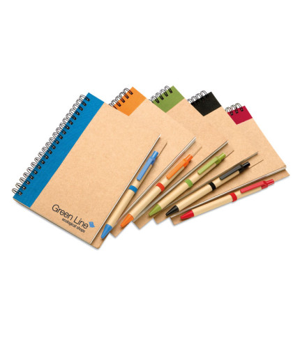 Recycled paper notebook with pen