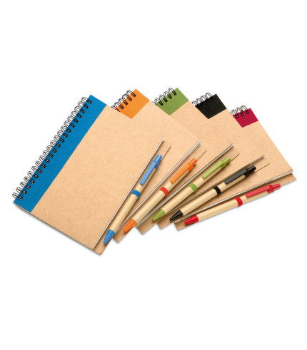Recycled paper notebook with pen