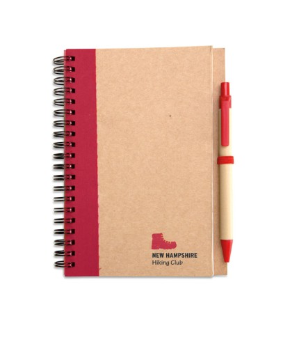 Recycled paper notebook with pen