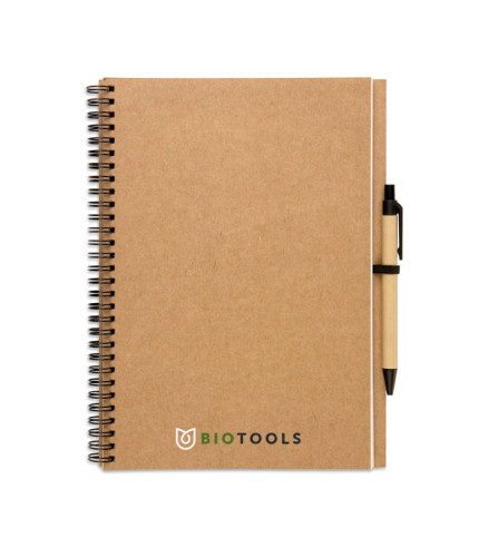 Recycled notebook with pen
