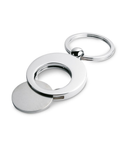 Metal key ring with token