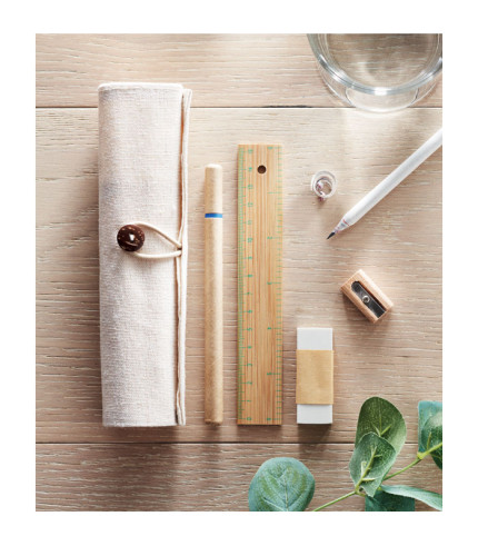 Stationary set in cotton pouch