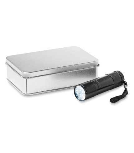 LED torch in tin box