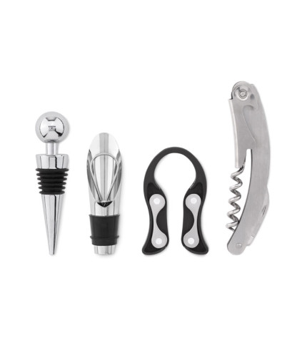 Vinski set od 4 komada u drvenom stalku