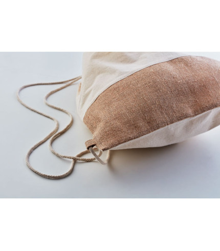 Drawstring bag w/ jute details