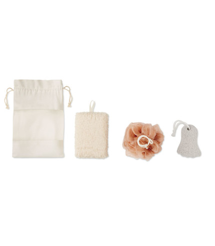 Bath set in cotton pouch