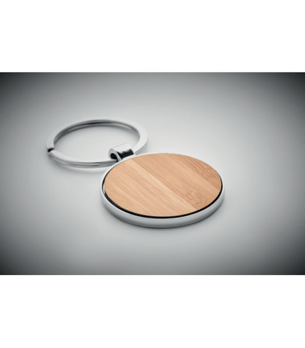 Okrugli metalni privjesak za ključeve od bambusa