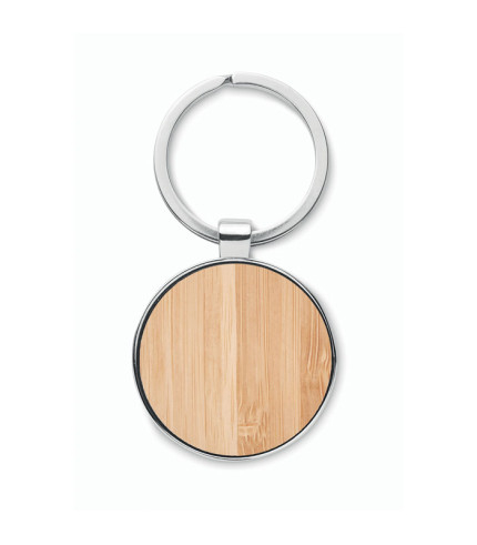 Okrugli metalni privjesak za ključeve od bambusa