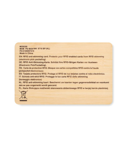 RFID kartica od bambusovog materijala