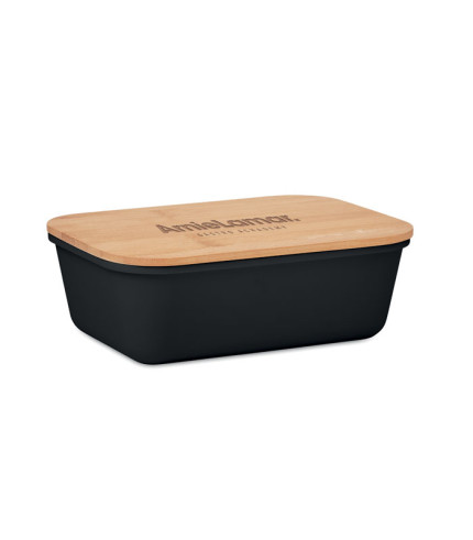 Lunch box with bamboo lid