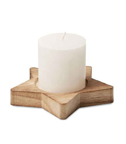 Candle on star wooden base