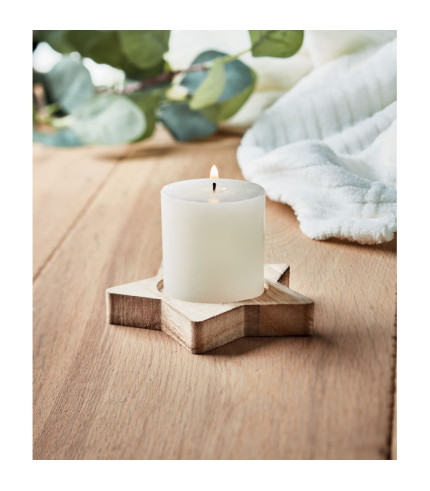 Candle on star wooden base