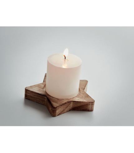 Candle on star wooden base
