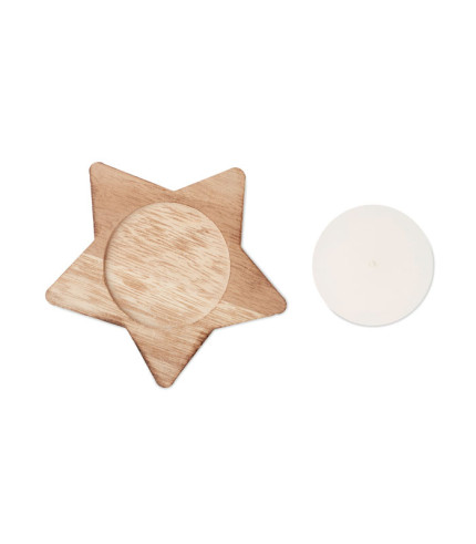 Candle on star wooden base