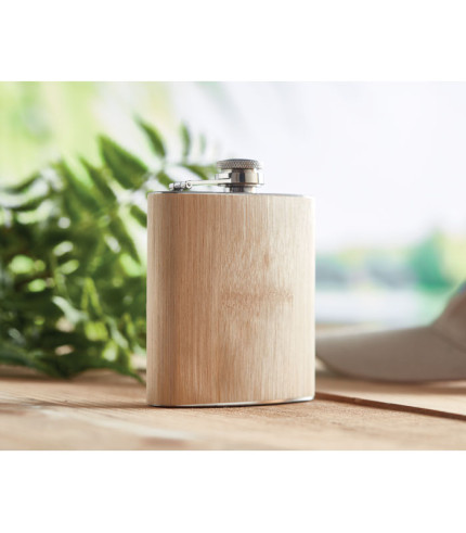 Bamboo slim hip flask 170ml