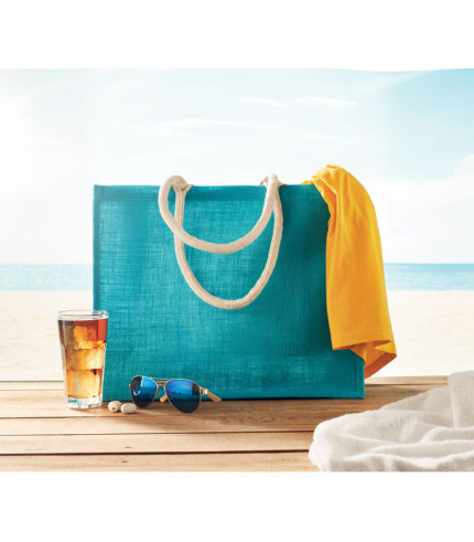 Jute bag with cotton handle