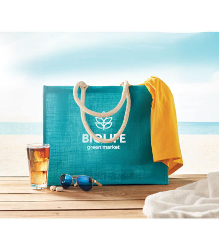 Jute bag with cotton handle