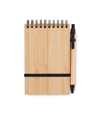 A6 bamboo notepad with pen