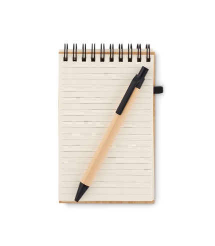 A6 bamboo notepad with pen