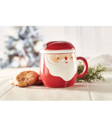 SANTA Ceramic mug with lid 370 ml