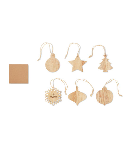 Set of wooden Xmas ornaments