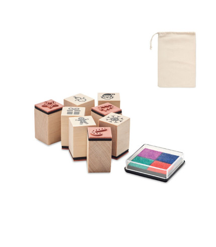 8 wooden Christmas stamps set