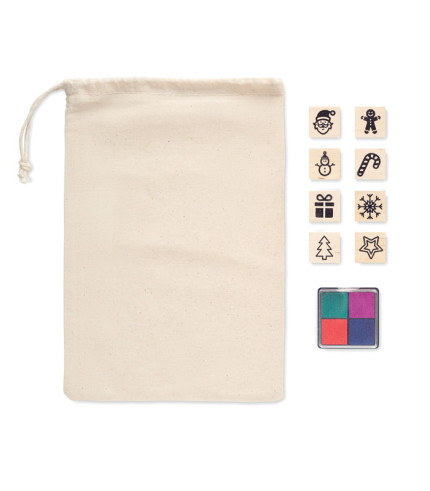 8 wooden Christmas stamps set
