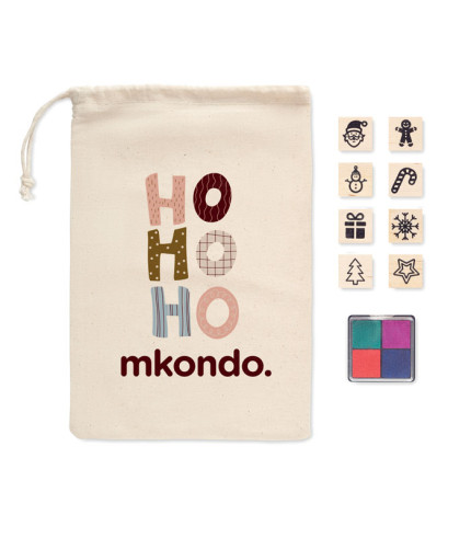 8 wooden Christmas stamps set
