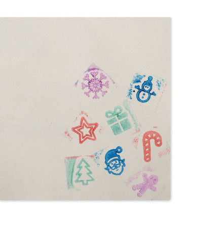 8 wooden Christmas stamps set