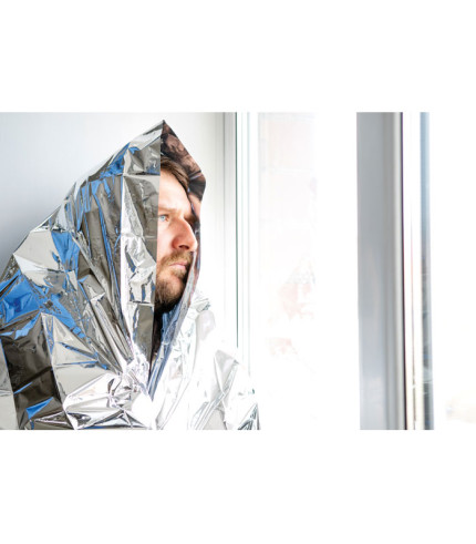 Emergency blanket in a pouch