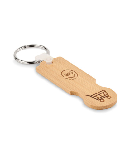 Privjesak za ključeve s euro žetonima od bambusa