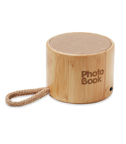 Round bamboo wireless speaker