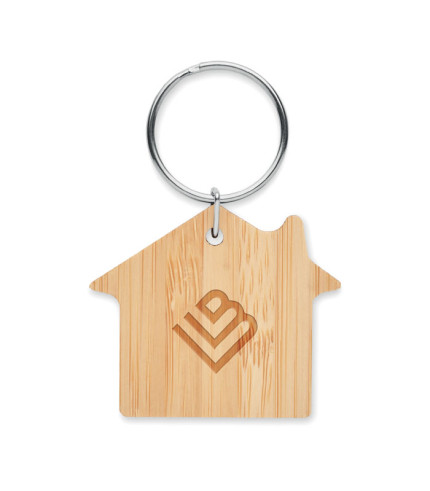 Privjesak za ključeve od bambusa u obliku kuće