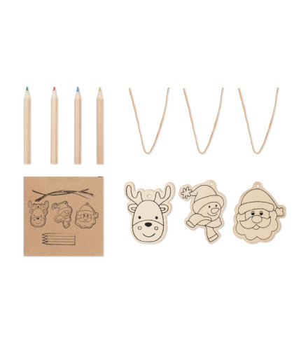 Drawing wooden ornaments set
