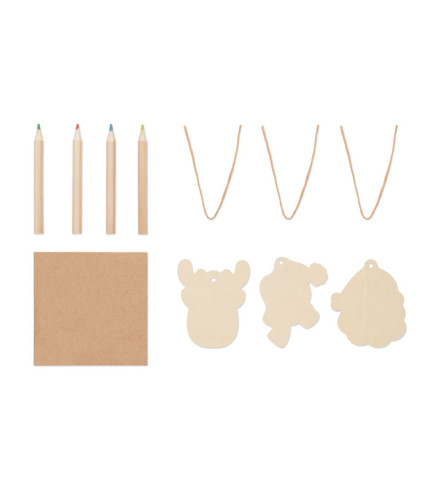 Drawing wooden ornaments set