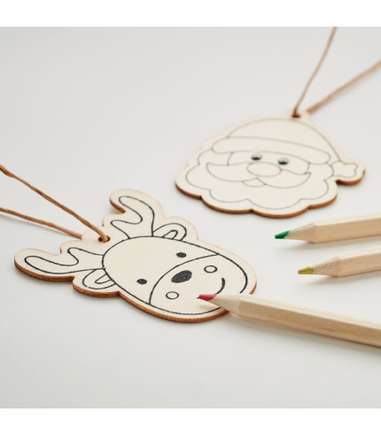 Drawing wooden ornaments set