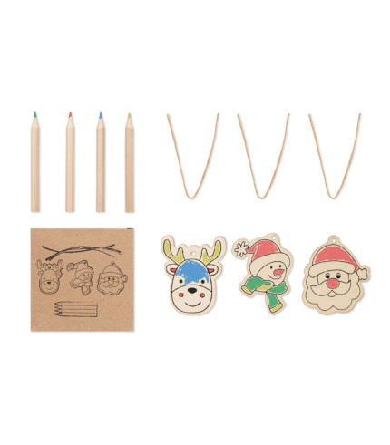 Drawing wooden ornaments set