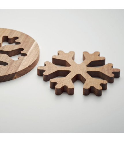 Acacia wooden pot holders set
