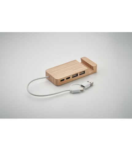 Bamboo USB 4 ports hub