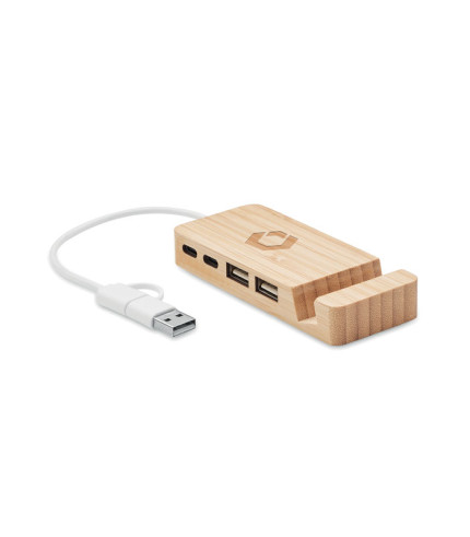 Bamboo USB 4 ports hub