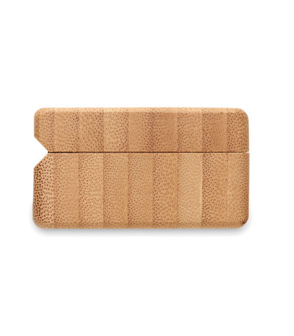 TWS earbuds in bamboo case