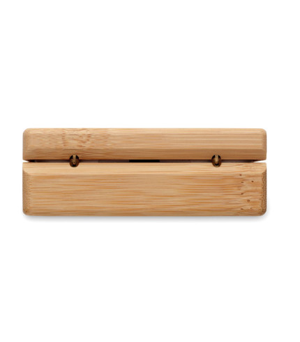 TWS earbuds in bamboo case