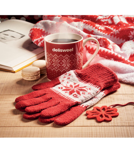 Winter gift mug and gloves set