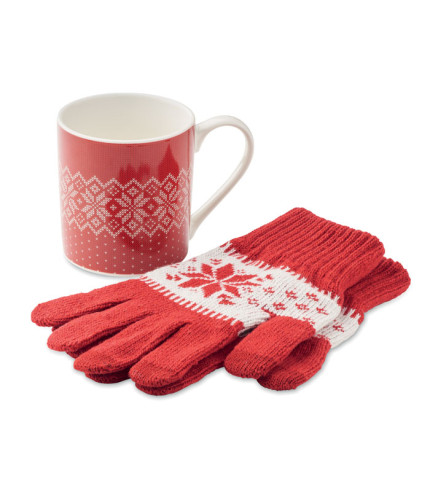 Winter gift mug and gloves set