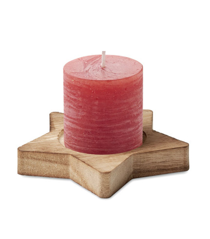 Candle on star wooden base