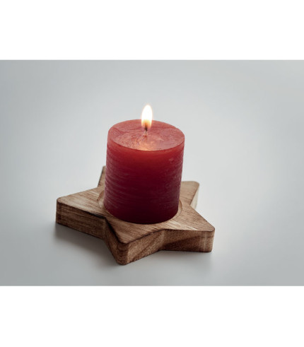 Candle on star wooden base